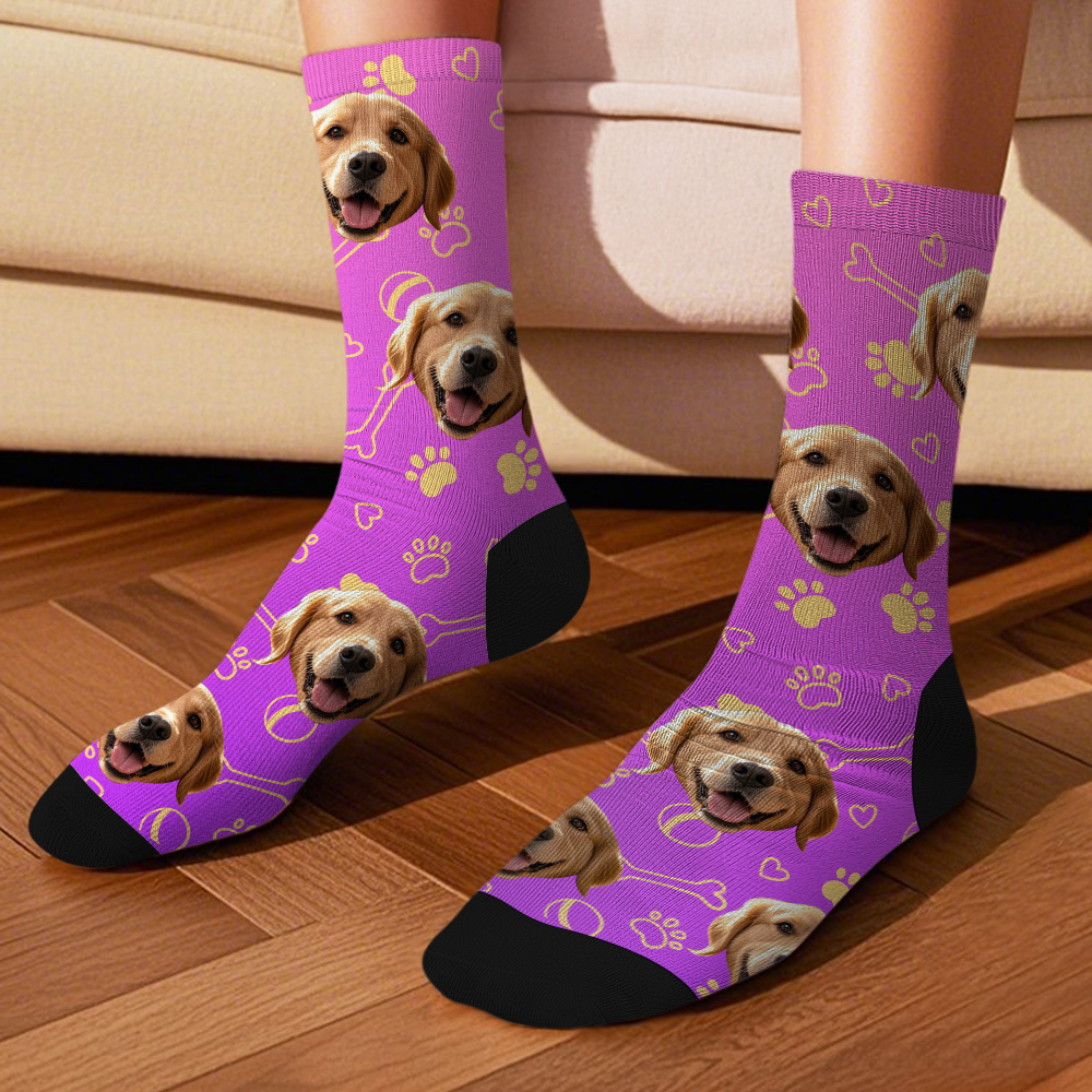 Custom Face Socks with Photos Custom Dog Paw Socks for Pet Lover Funny Gift Idea - MyFaceSocksAU