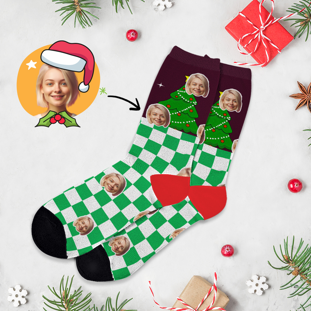 Chrismas Socks Custom Full Face Photo Socks Personalized Funny Custom Design Best Gift Idea for Xmas - MyFaceSocksAU