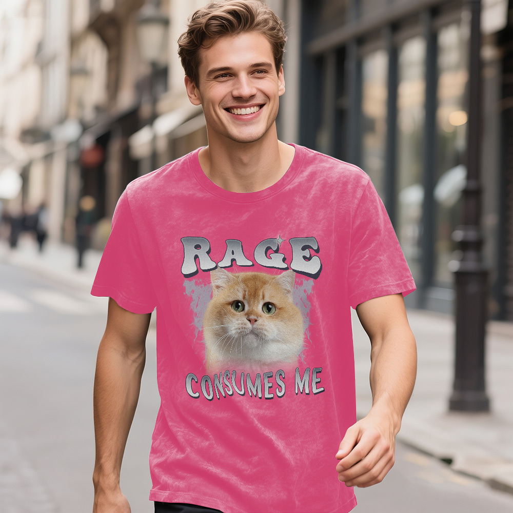 Custom Face Funny Cat Meme T-Shirt Vintage Graphic Tee with Your Photo and Text Retro 90s Style Cat Lover Shirt Unisex Pet - MyFaceSocksAU