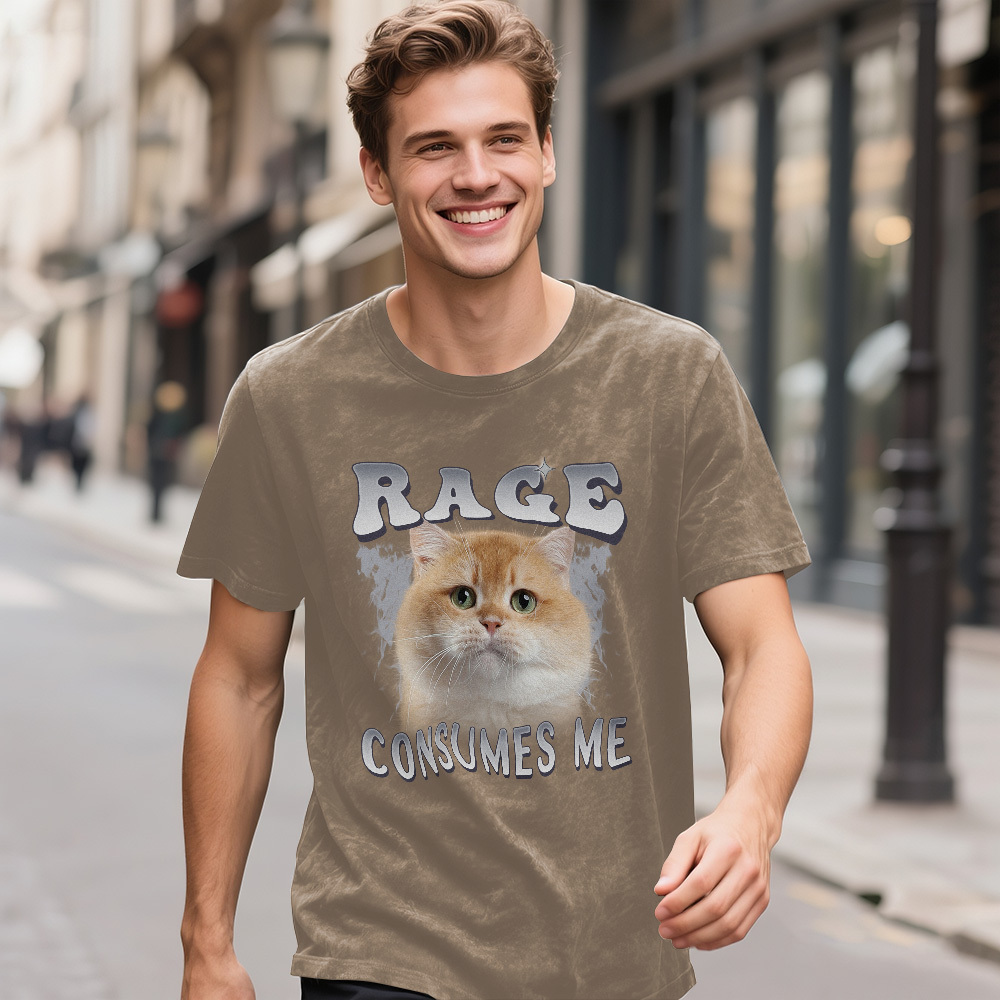 Custom Face Funny Cat Meme T-Shirt Vintage Graphic Tee with Your Photo and Text Retro 90s Style Cat Lover Shirt Unisex Pet - MyFaceSocksAU