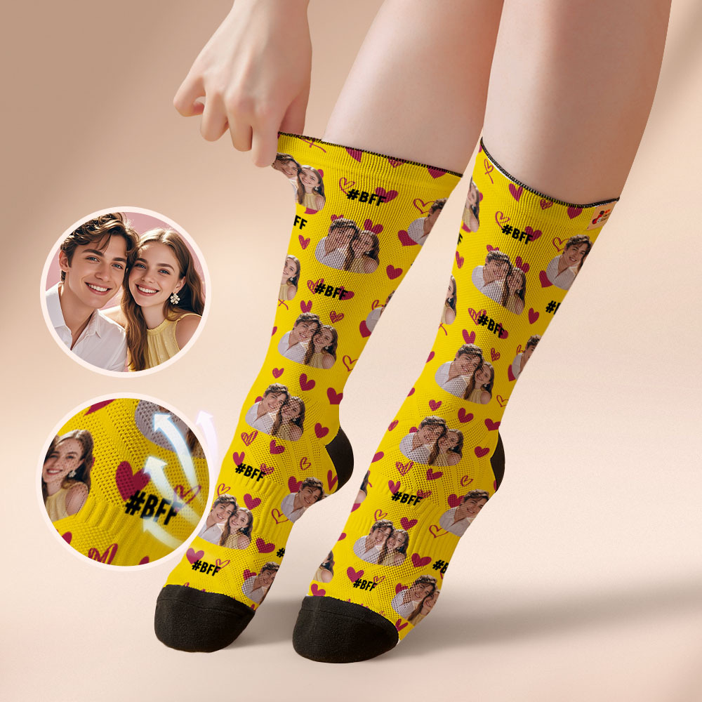 Custom Face Socks #BFF Add Multiple Photos Gift for Besties Personalized Face Socks - MyFaceSocksAU