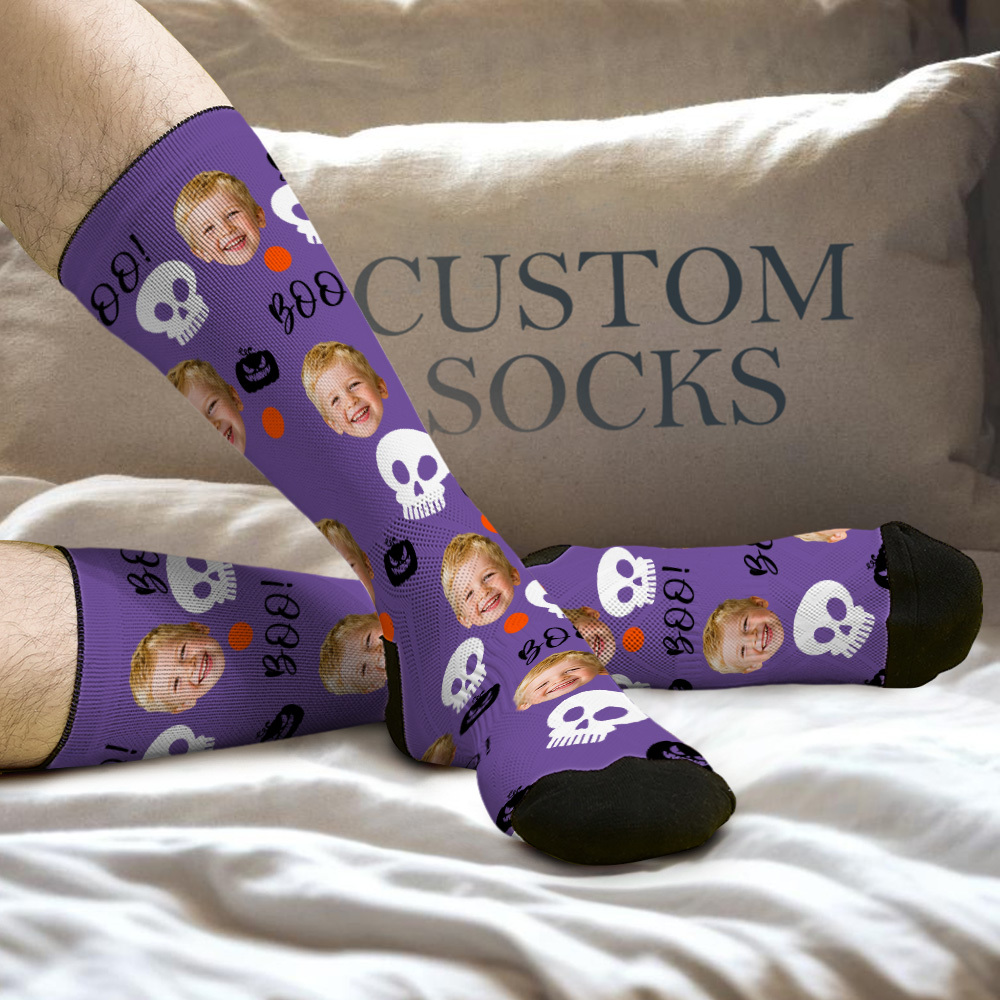 Personalized Halloween Socks with Your Photo Spooky Gift Idea - MyFaceSocksAU