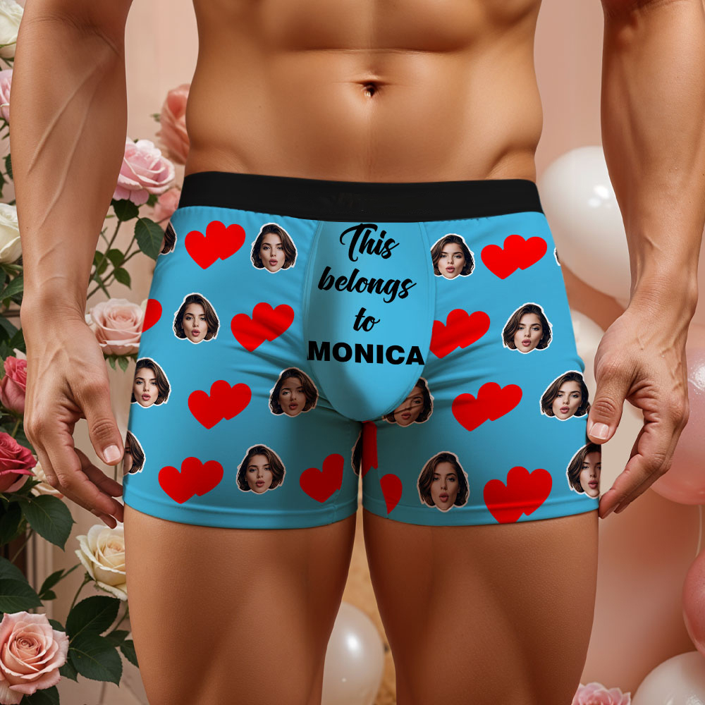 Custom Men's Face Boxer This Belong to Name Face Boxer Briefs Personalized Face Boxer Briefs Valentine's Day Underwear Gift - MyFaceSocksAU