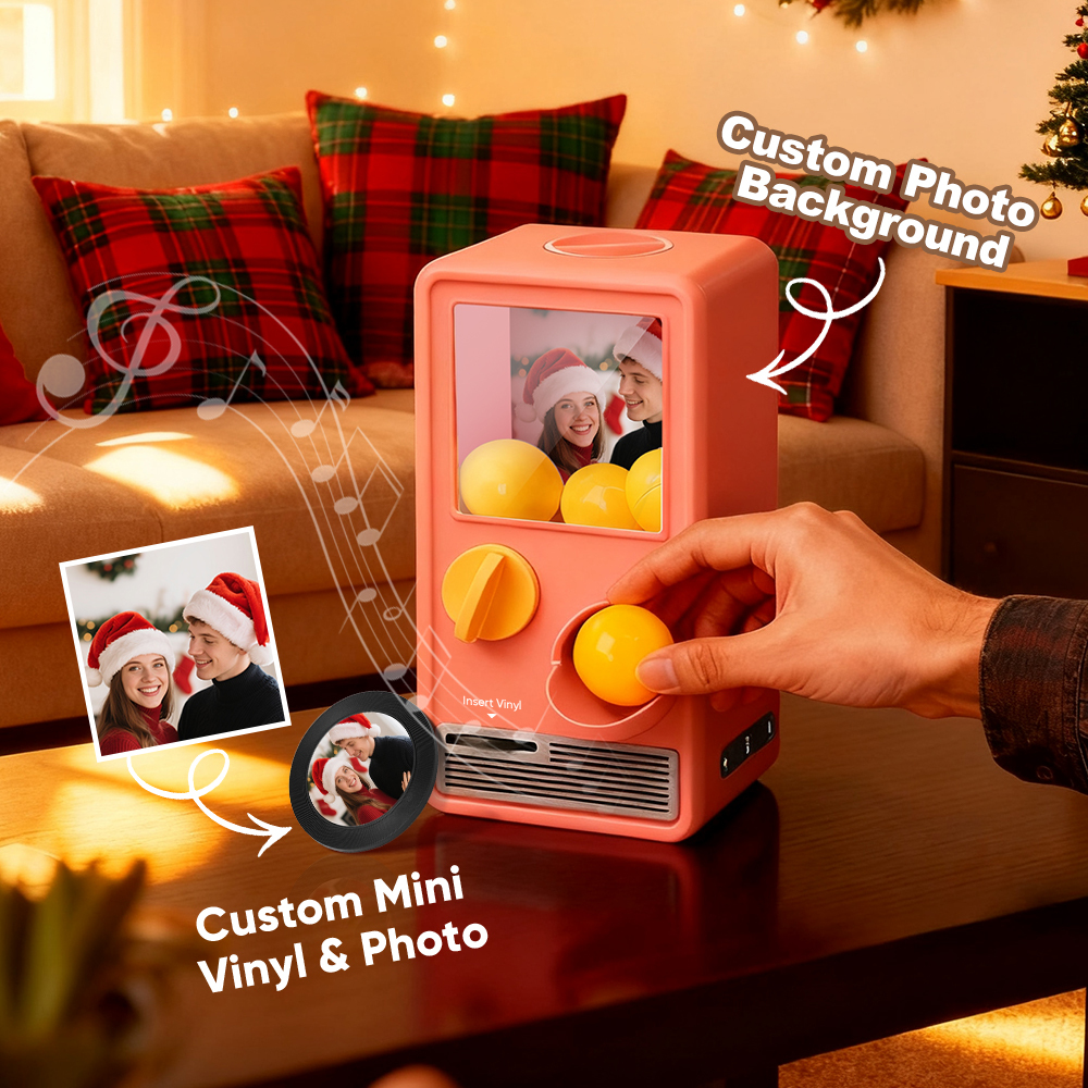 Personalized Music and Photo Music Gachapon Machine Custom Song Mini Record Box Retro Christmas Gifts for Her - MyFaceSocksAU