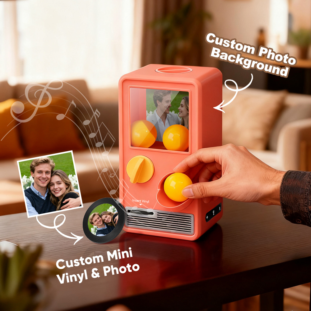 Personalized Music and Photo Music Gachapon Machine Custom Song Mini Record Box Retro Anniversary Gift - MyFaceSocksAU