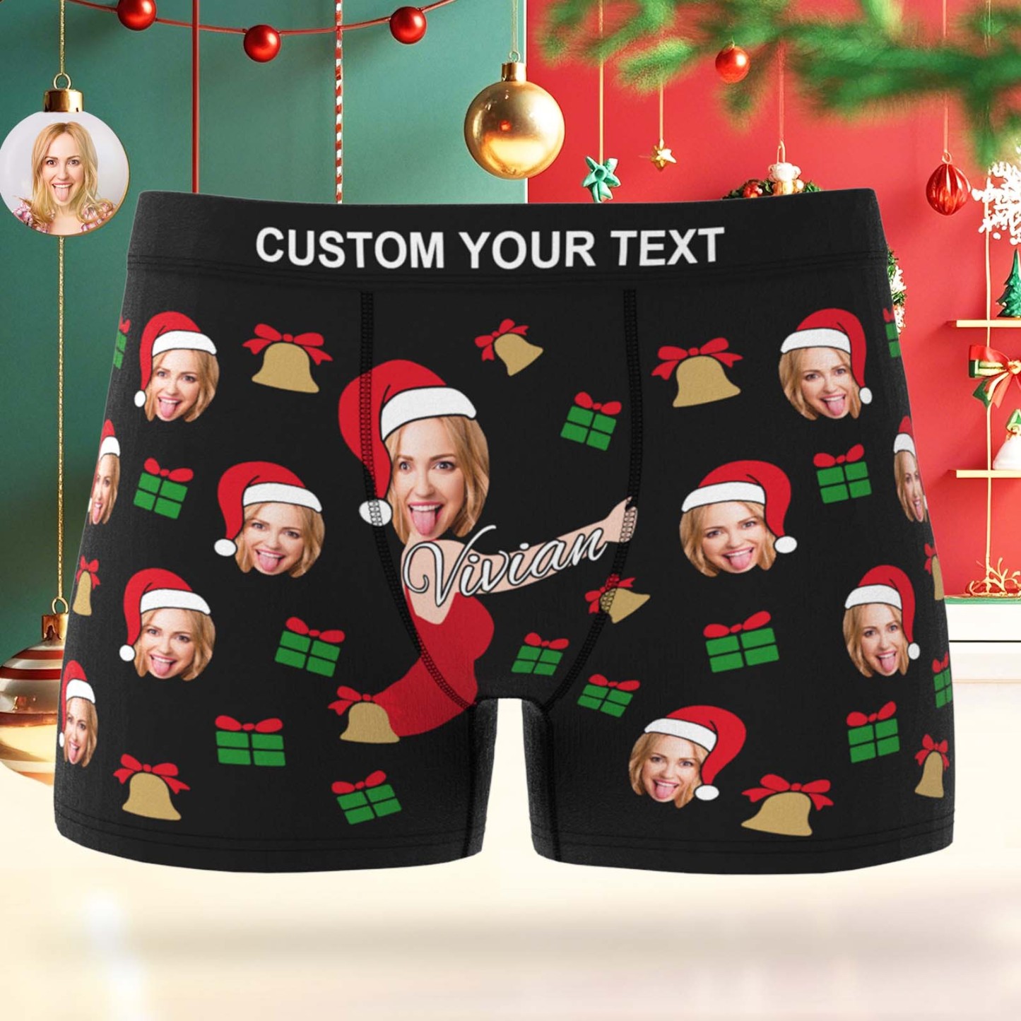 Custom Face Men's Boxer Underwear Hug Gift Boxer Personalized Photo Funny Men's Boxer Briefs Christmas Gift - MyFaceSocksAU