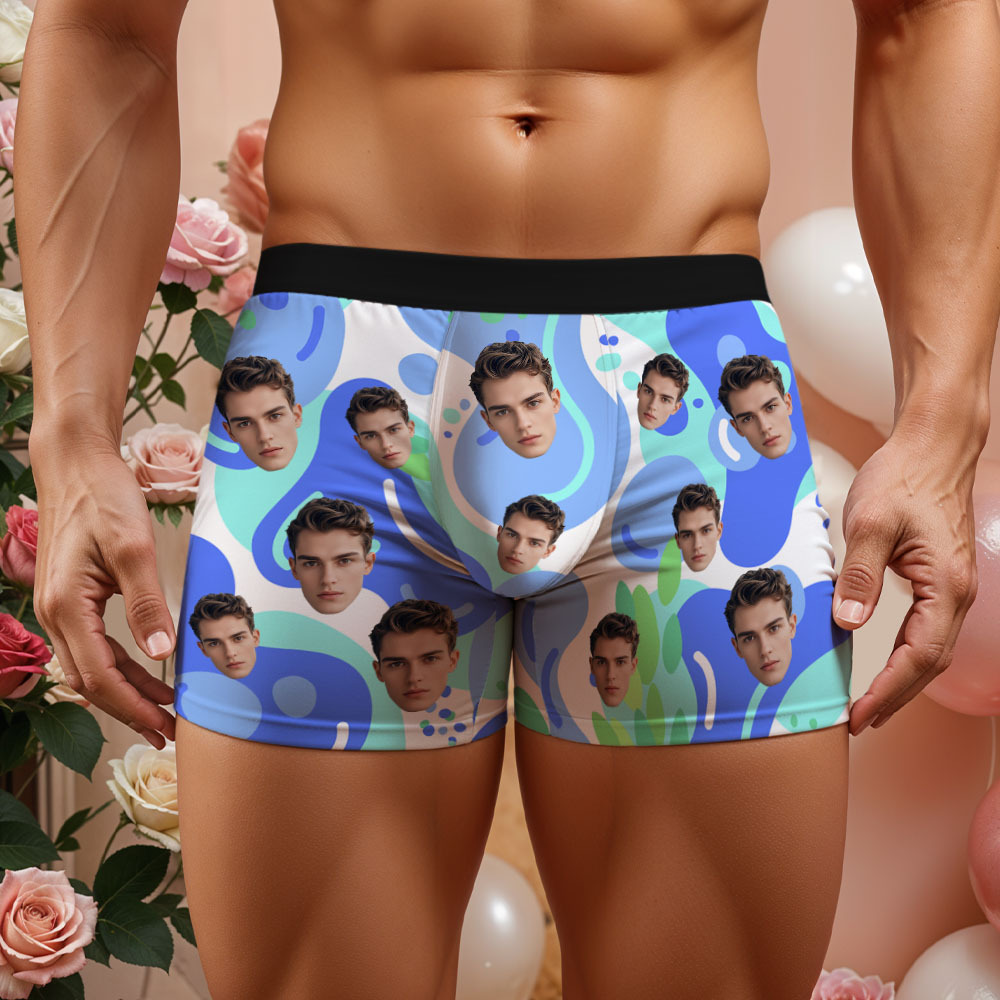 Custom Face Men's Boxer Underwear Gifts for Husband Multicolor Striped Men Face Boxer - MyFaceSocksAU