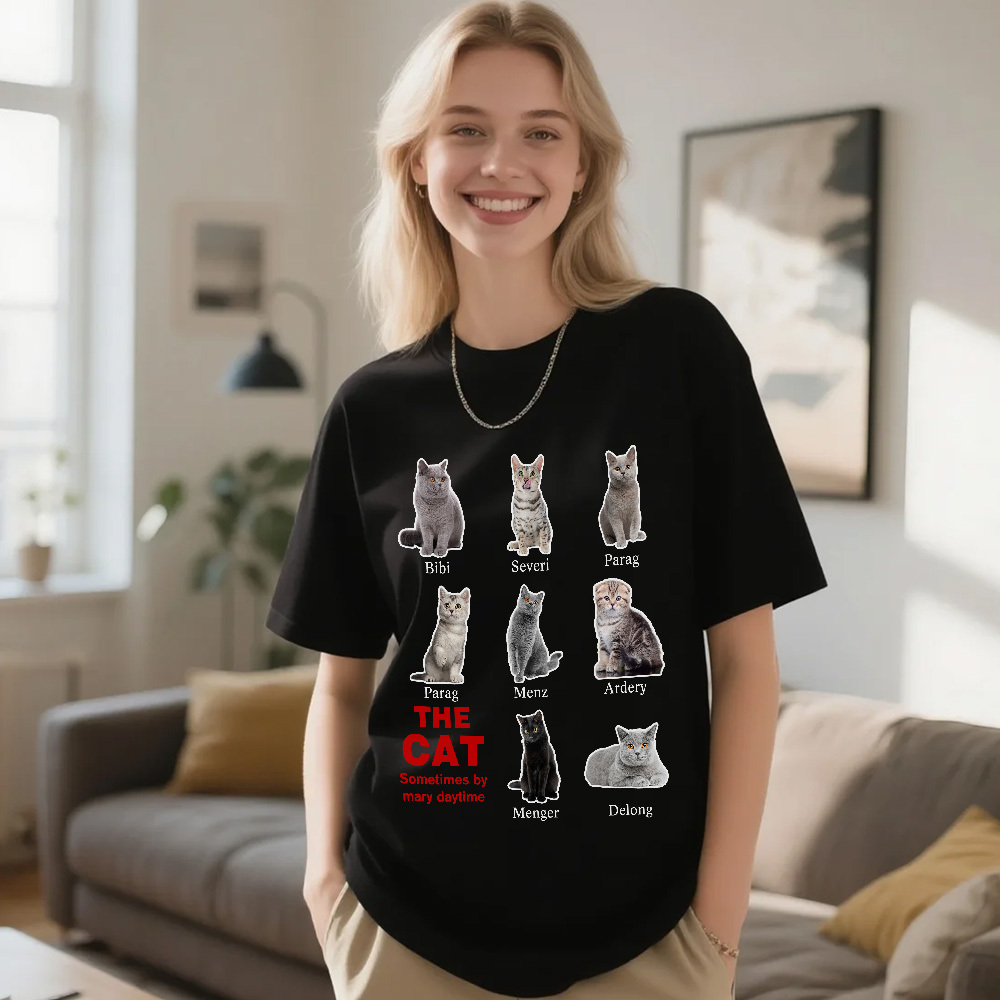 Personalized Cat Lover T-Shirt  Add Your Cat Picture and Name Cute Gift for Pet Owners - MyFaceSocksAU