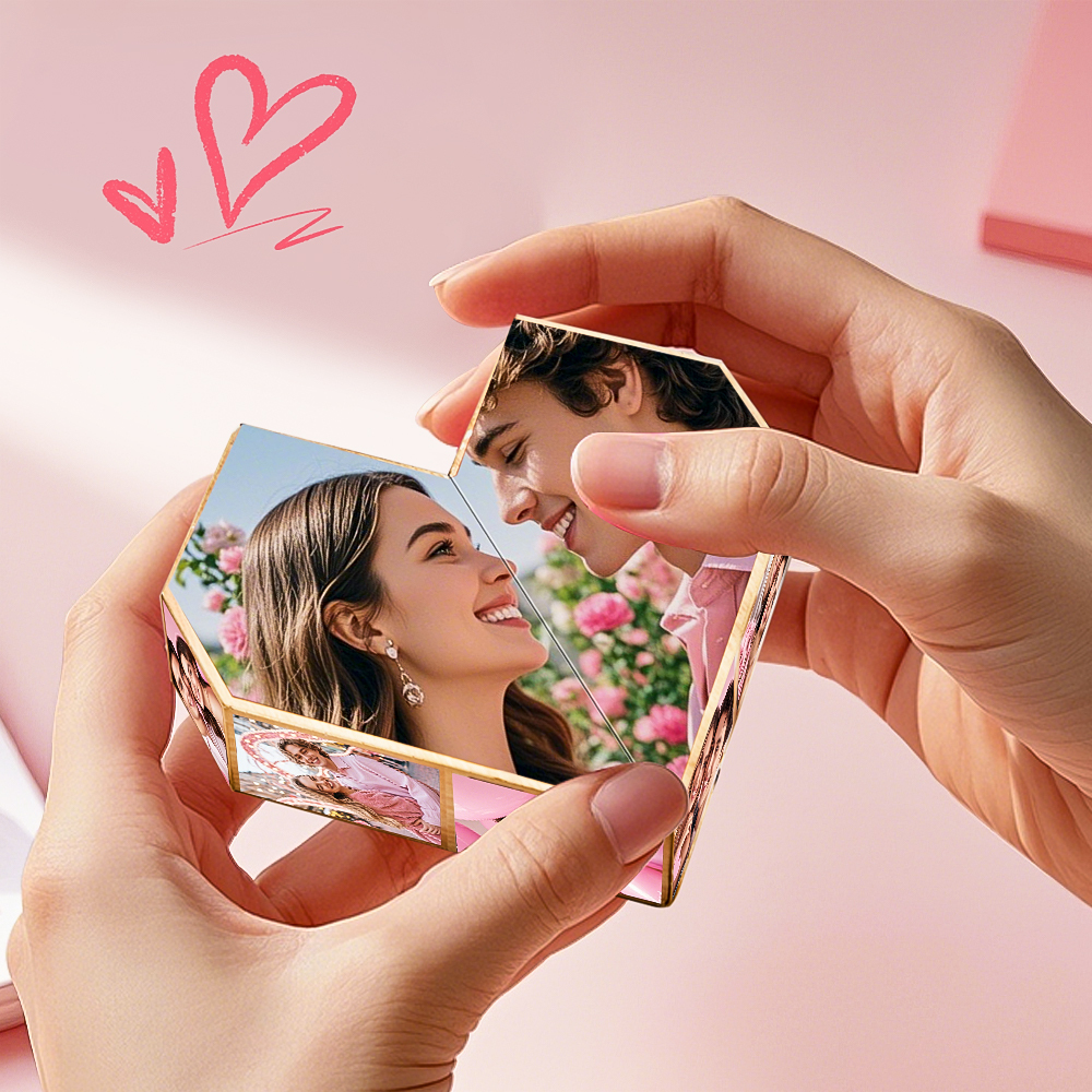 Custom Cartoon Photo Rubic's Cube Personalized Infinity Photo Cube Folding Couple Photo Cube Gifts For Christmas Gifts - MyFaceSocksAU