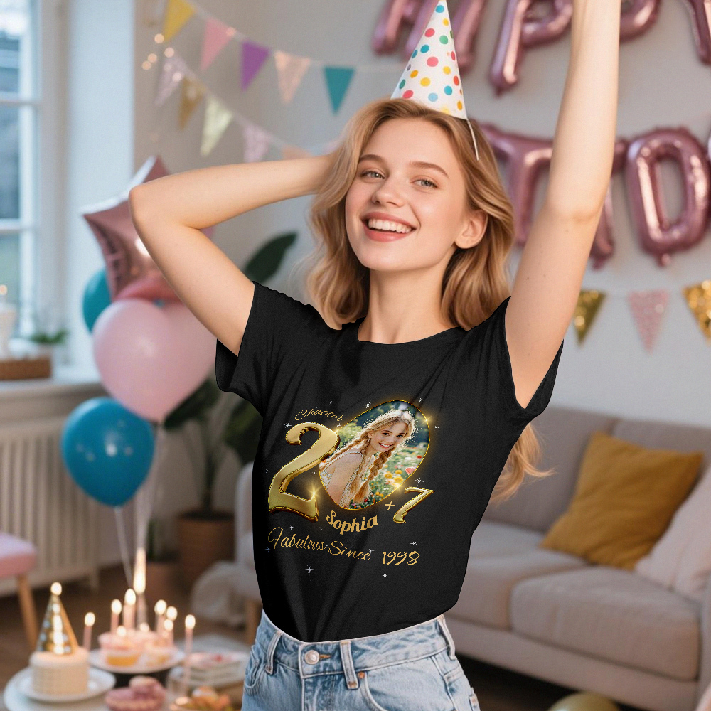 Custom Photo Vintage Tee Personalized Name T-shirt Fabulous Since Year Ideas Birthday T Shirt - MyFaceSocksAU