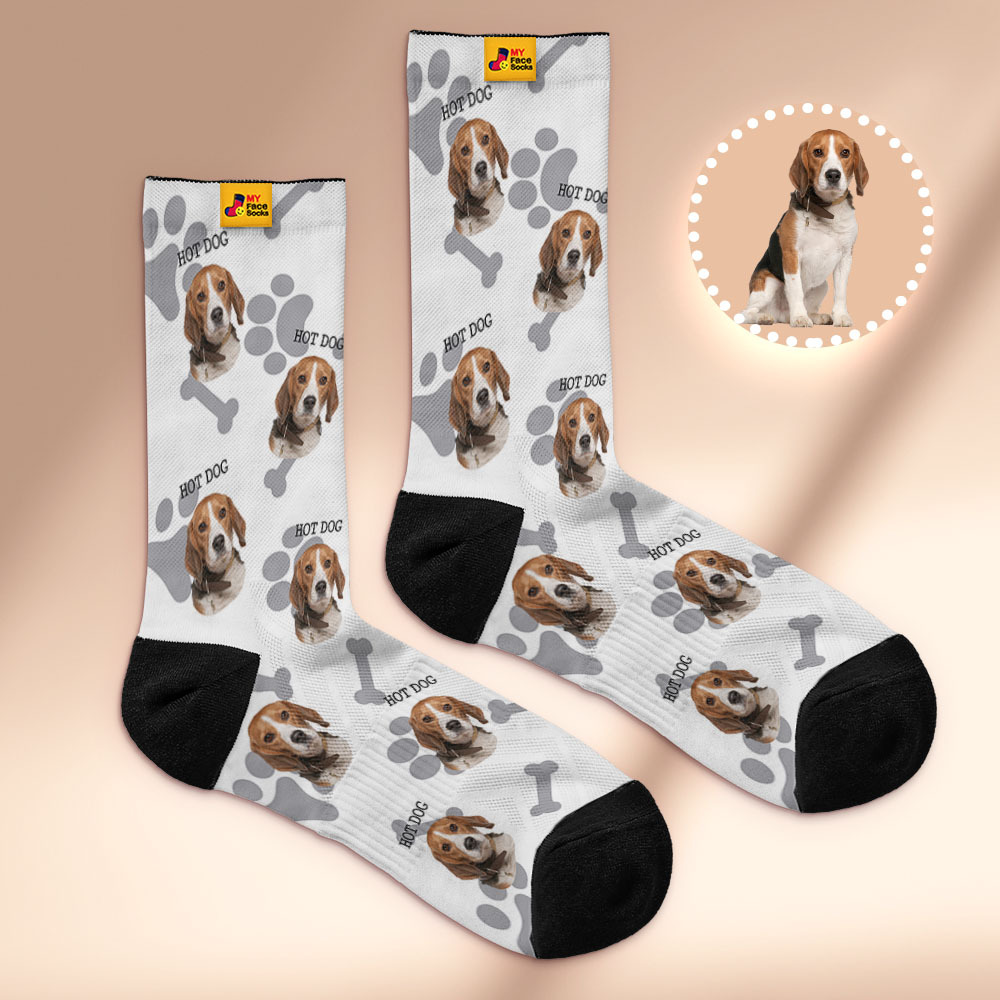 Custom 1 Photo Message Socks Photo Print Socks Colorful Dad Socks Personalized Fathers Day Gift - MyFaceSocksAU