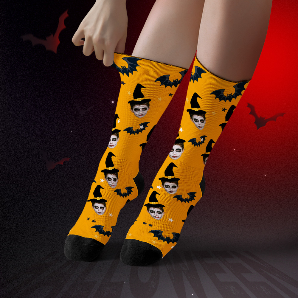 Custom Spooky Socks Personalized Halloween Face Socks for Friends & Family - MyFaceSocksAU