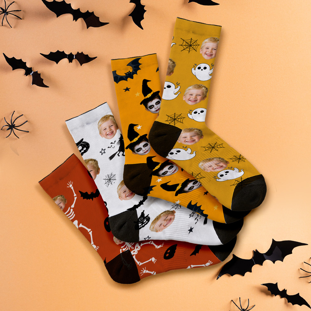 Custom Spooky Socks Personalized Halloween Face Socks for Friends & Family - MyFaceSocksAU