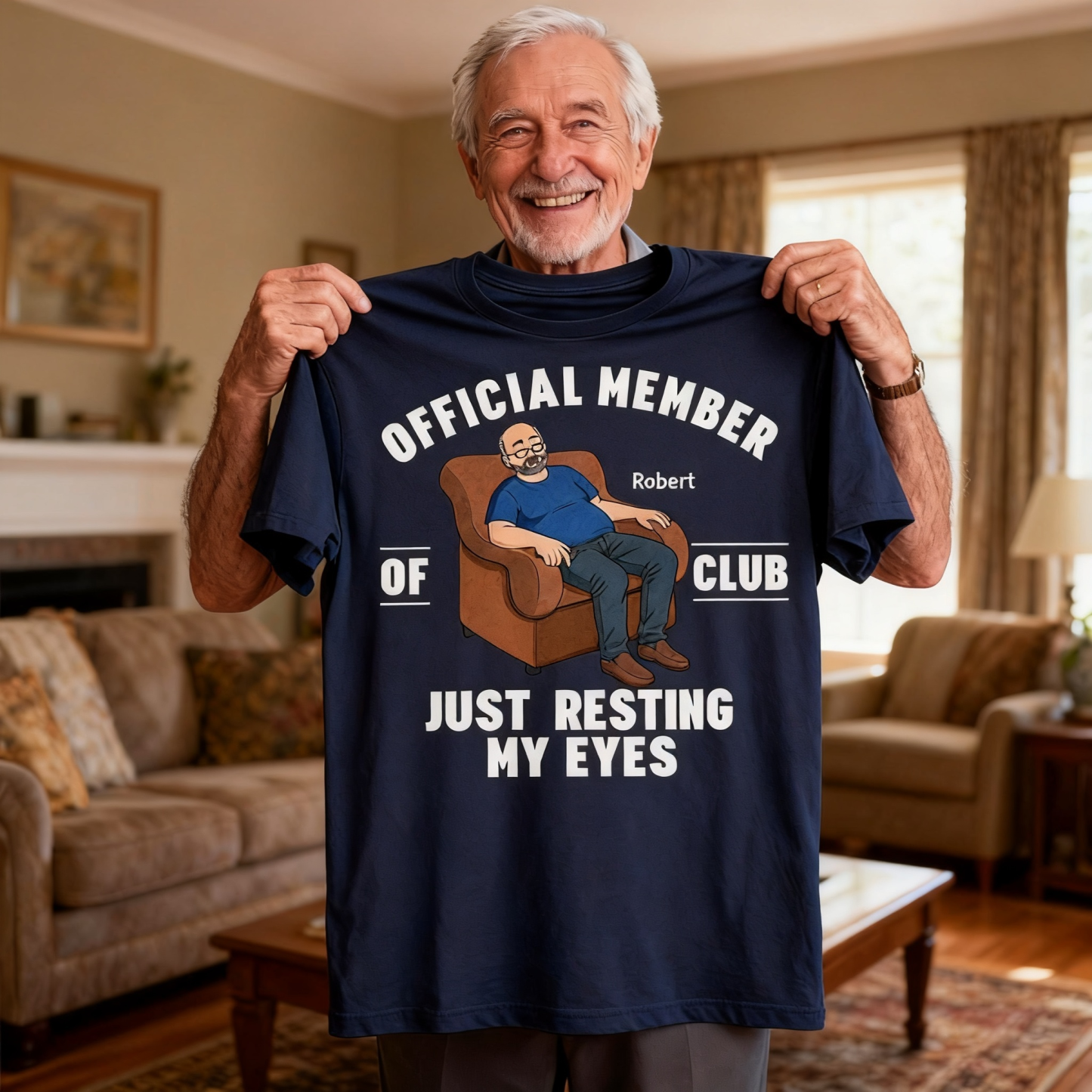 Father's Day Gifts, I'm Just Resting My Eyes Personalized Text T-Shirt Dad Gift - MyFaceSocksAU