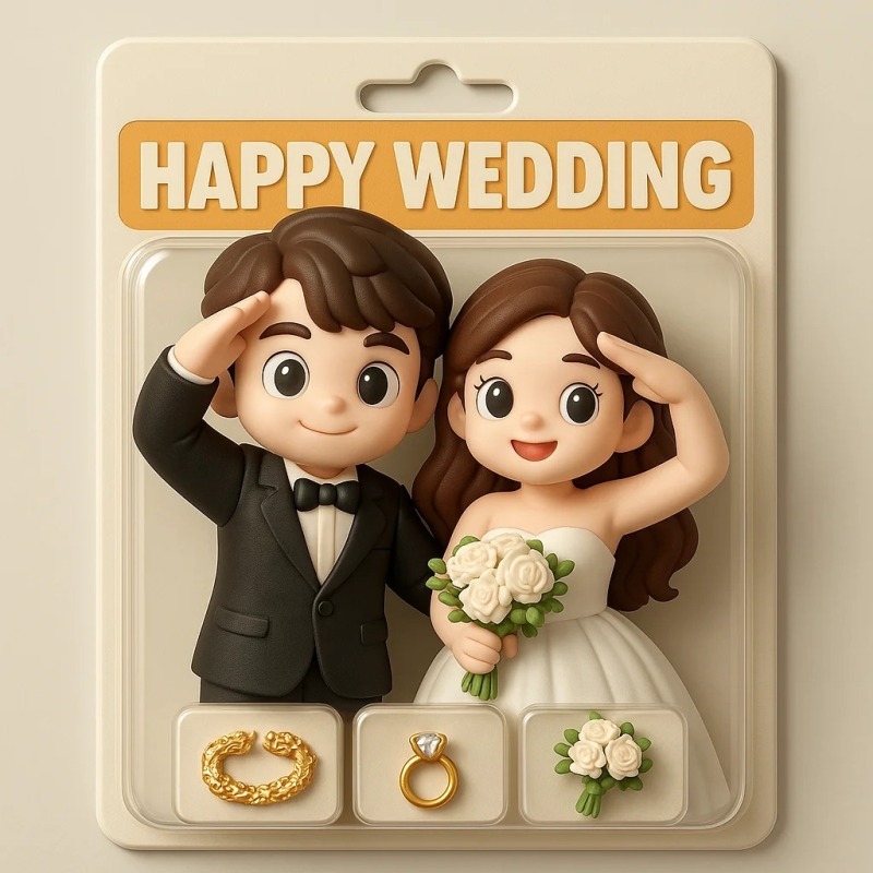 Full Body Custom 3D Effect Action Figure Pack Packaging Toy Box Style Art Gift Personalized Acrylic Fridge Magnets Couple's Gifts Wedding Gifts - MyFaceSocksAU