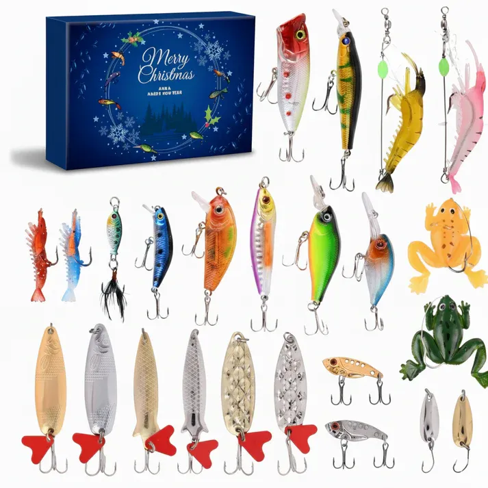 Fishing Advent Calendar – 24-Piece Fishing Lure Gift Set, Holiday Blind Box for Christmas & New Year - MyFaceSocksAU