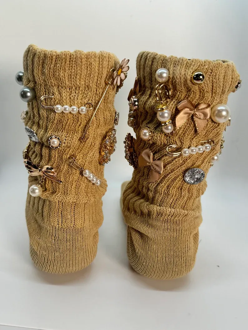 Slouch Sock With Charms Each pair is freestyle MAKE YOUR OWN DIY VIRAL TRENDING JUNK SOCKS & BROOCH PINS