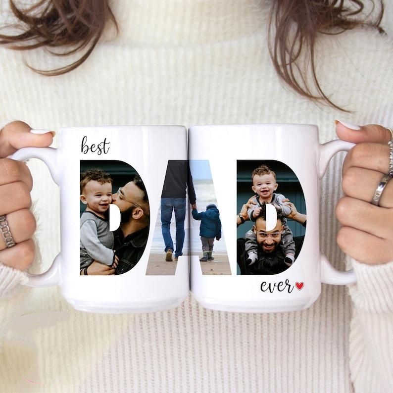 Personalized Photo Mug For Dad, Custom Fathers Day Cup, Photo Collage Mug, Dad Birthday Gift, Father Gift From Son Daughter Wife, Dad Mug