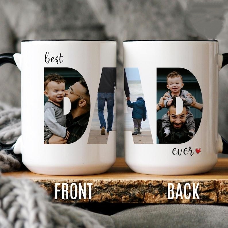 Personalized Photo Mug For Dad, Custom Fathers Day Cup, Photo Collage Mug, Dad Birthday Gift, Father Gift From Son Daughter Wife, Dad Mug