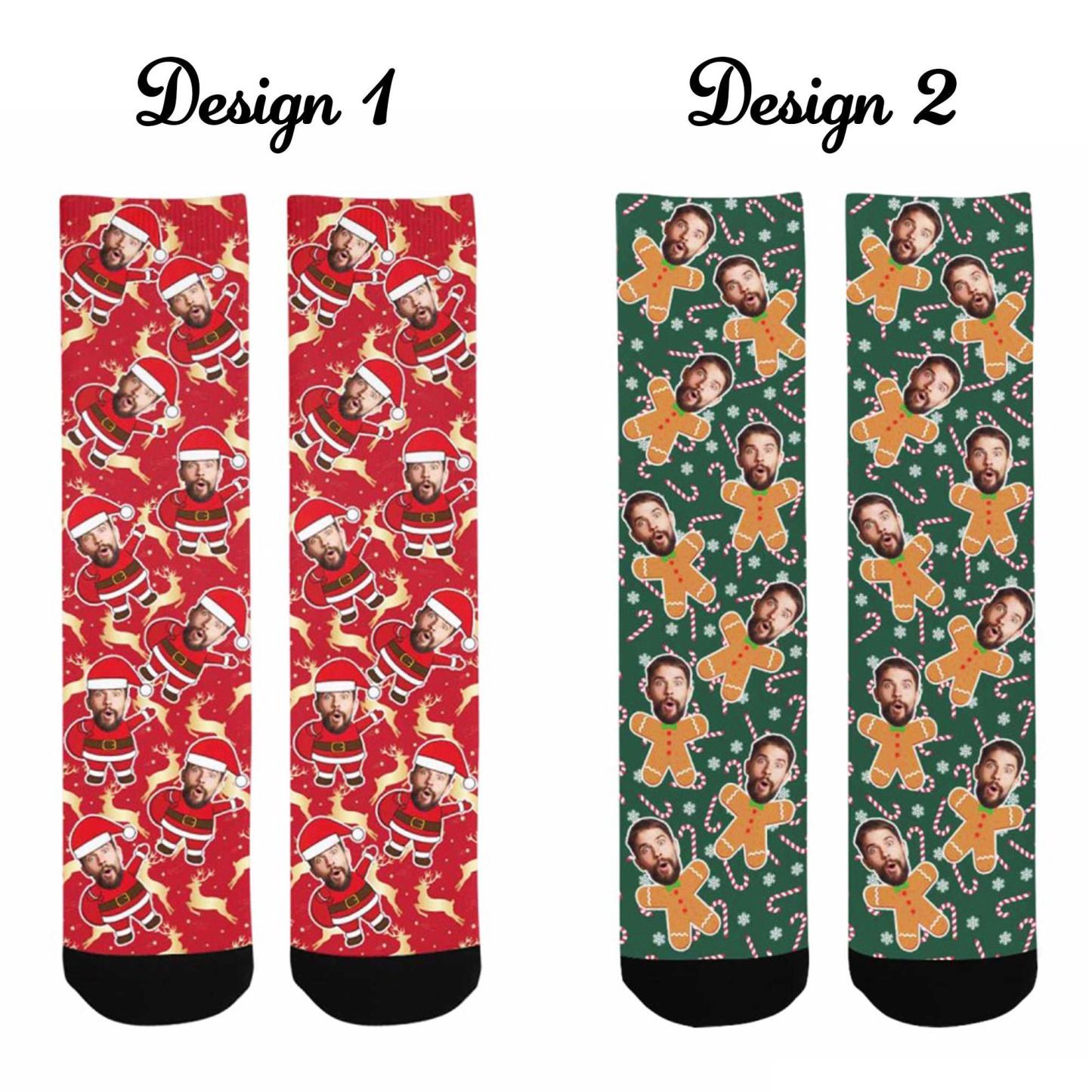 Custom Christmas Socks for Men and Women – Personalized Santa Face Socks Gift for Family, Friends & Holiday Parties - MyFaceSocksAU