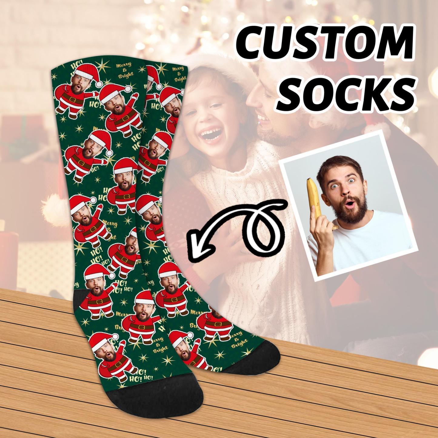 Custom Christmas Socks for Men and Women – Personalized Santa Face Socks Gift for Family, Friends & Holiday Parties - MyFaceSocksAU