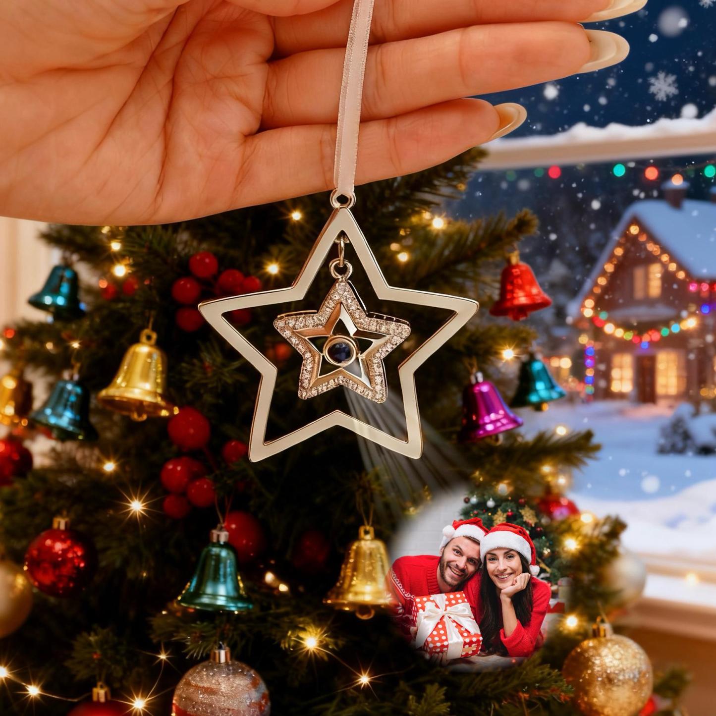Custom Projection Photo Star Decoration, Christmas Tree Star Ornament, Christmas Photo Ornament, Baby's First Christmas Decoration for Gift Giving - MyFaceSocksAU