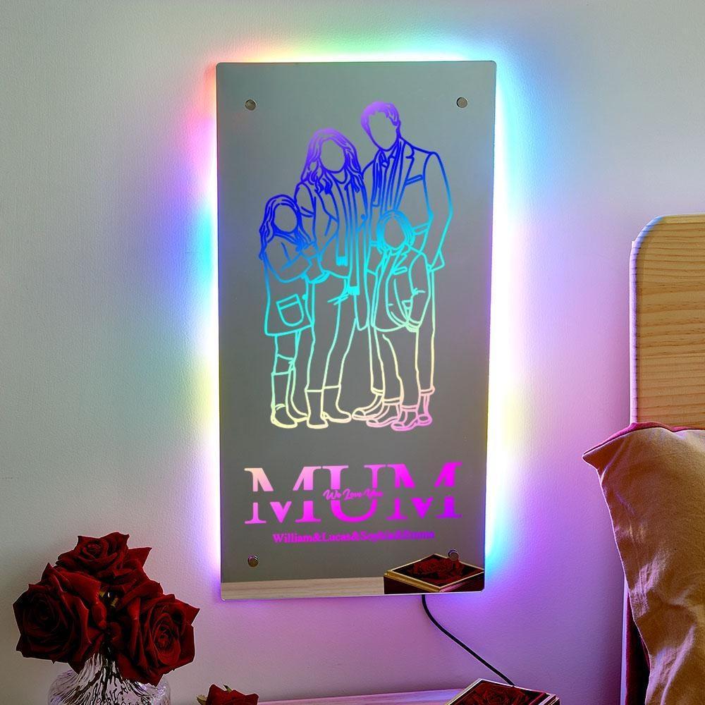 Personalized Silhouette Photo Mirror Light Custom Family Memorial Gift for Dad Family Gift - MyFaceSocksAU