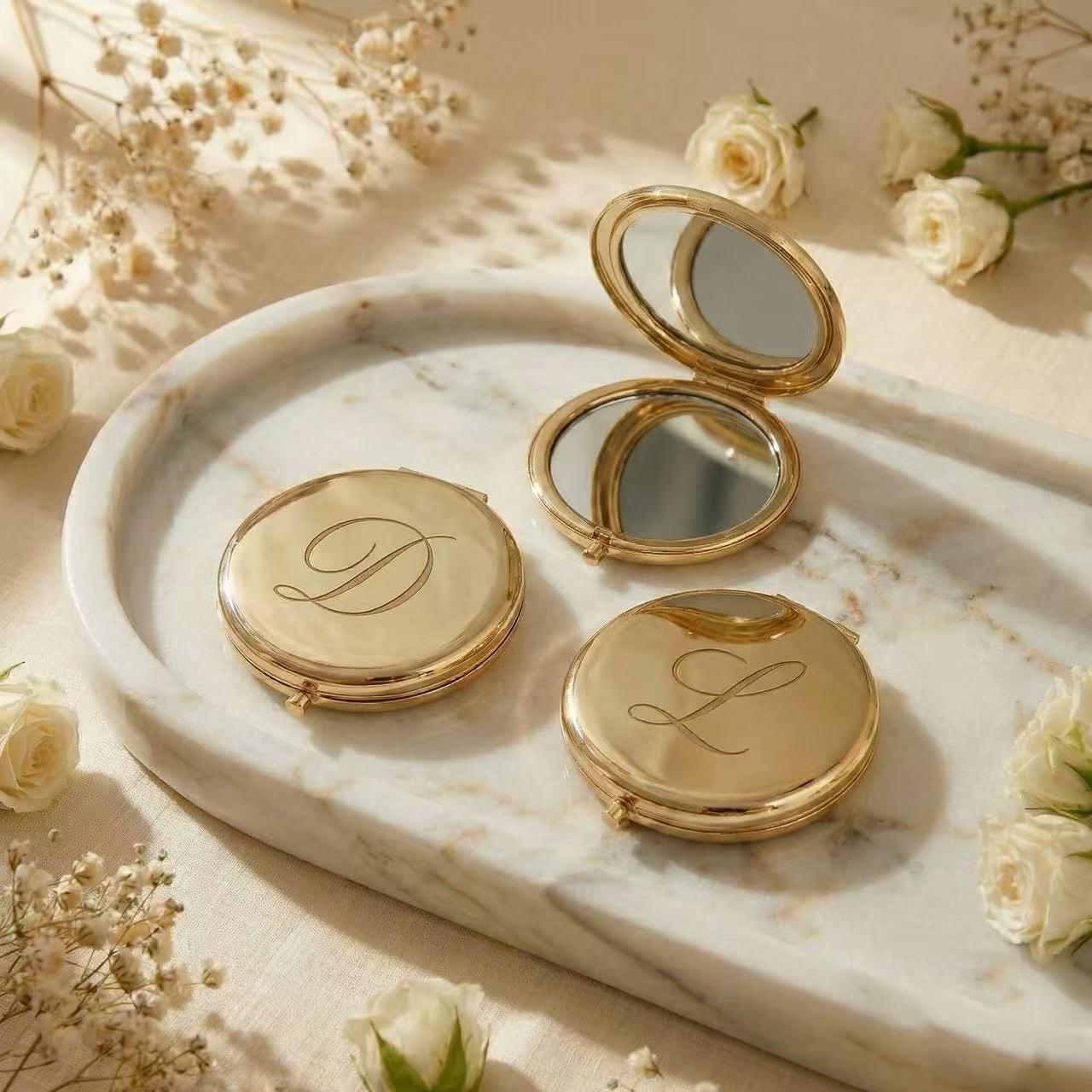 Personalized Compact Mirror with Name,Custom Engraved Gold Pocket Makeup Mirror,Bridesmaid Proposal Gifts,Wedding Party Favors - MyFaceSocksAU