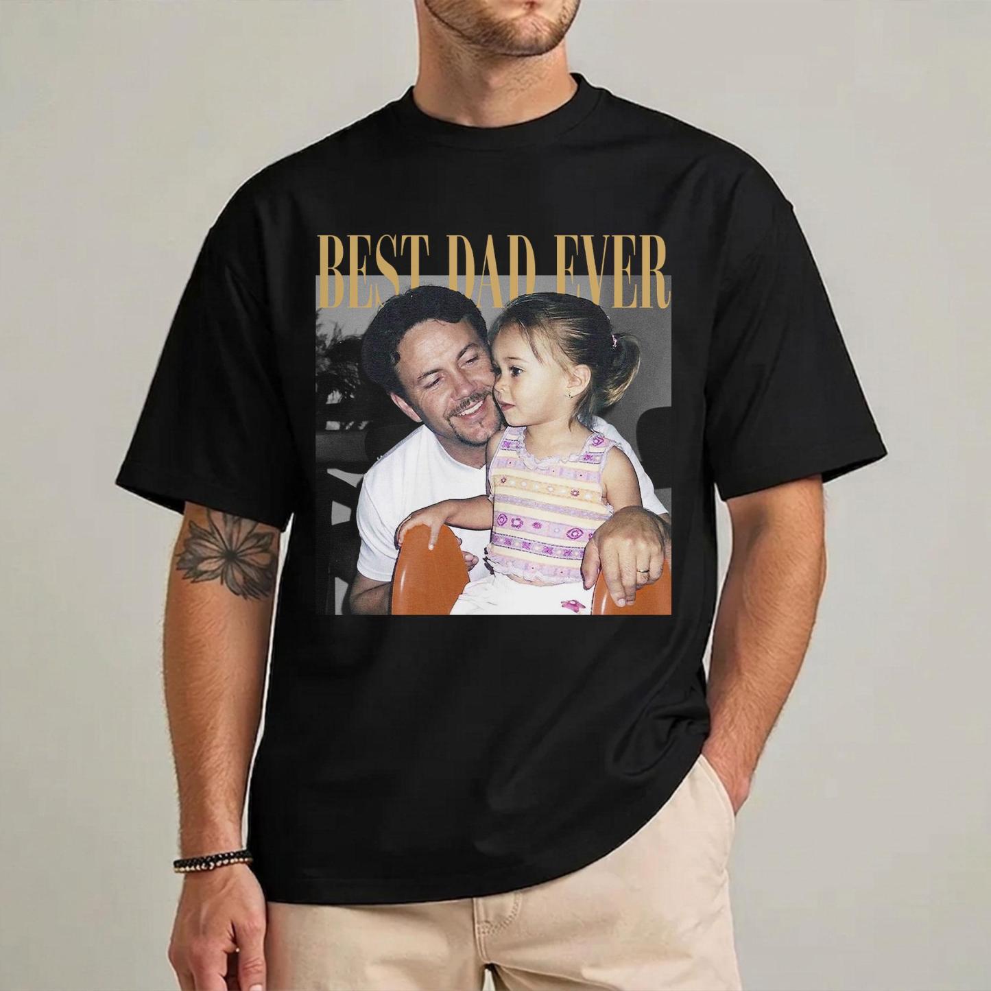 Personalised Photo Dad Comfort Colors Shirt, Daddy Picture TShirt, Grandpa Gift, Custom Portrait Papa Tee Family Gift - MyFaceSocksAU