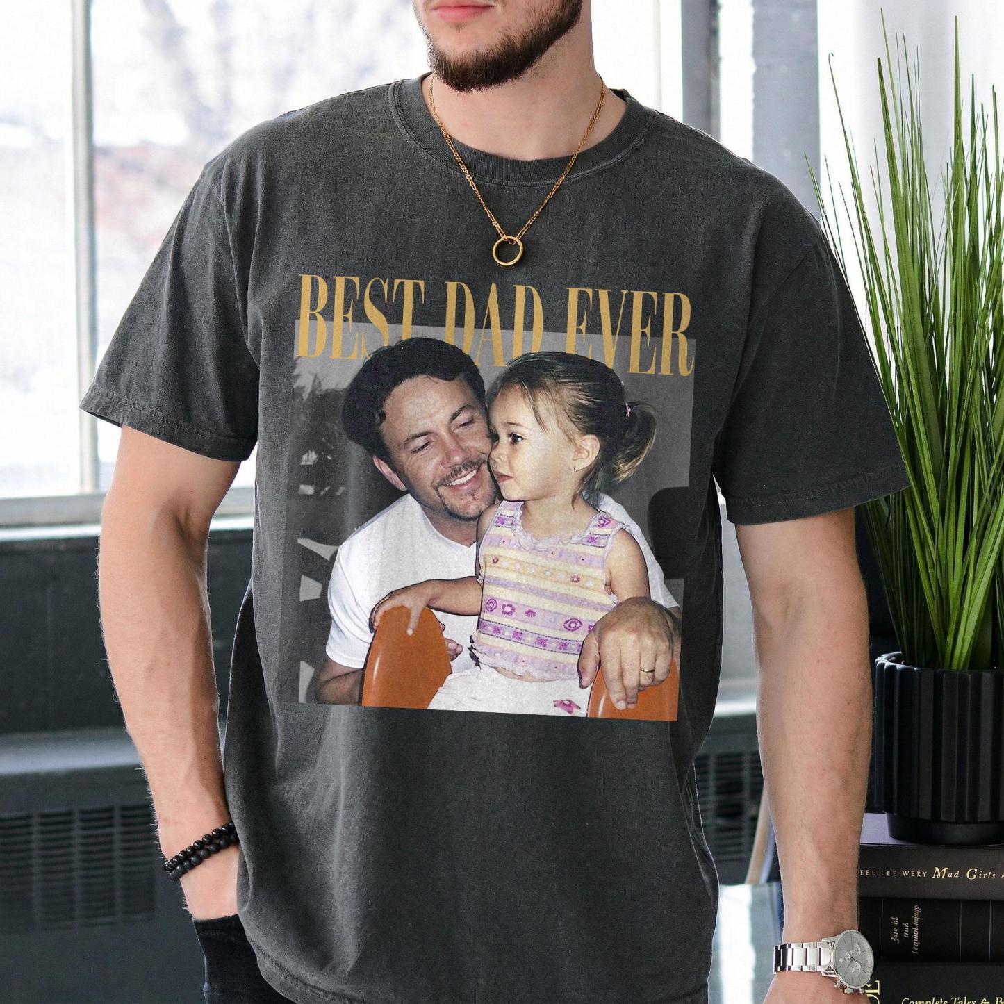 Personalised Photo Dad Comfort Colors Shirt, Daddy Picture TShirt, Grandpa Gift, Custom Portrait Papa Tee Family Gift - MyFaceSocksAU