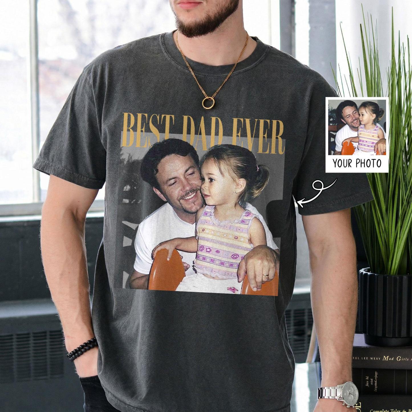 Personalised Photo Dad Comfort Colors Shirt, Daddy Picture TShirt, Grandpa Gift, Custom Portrait Papa Tee Family Gift - MyFaceSocksAU