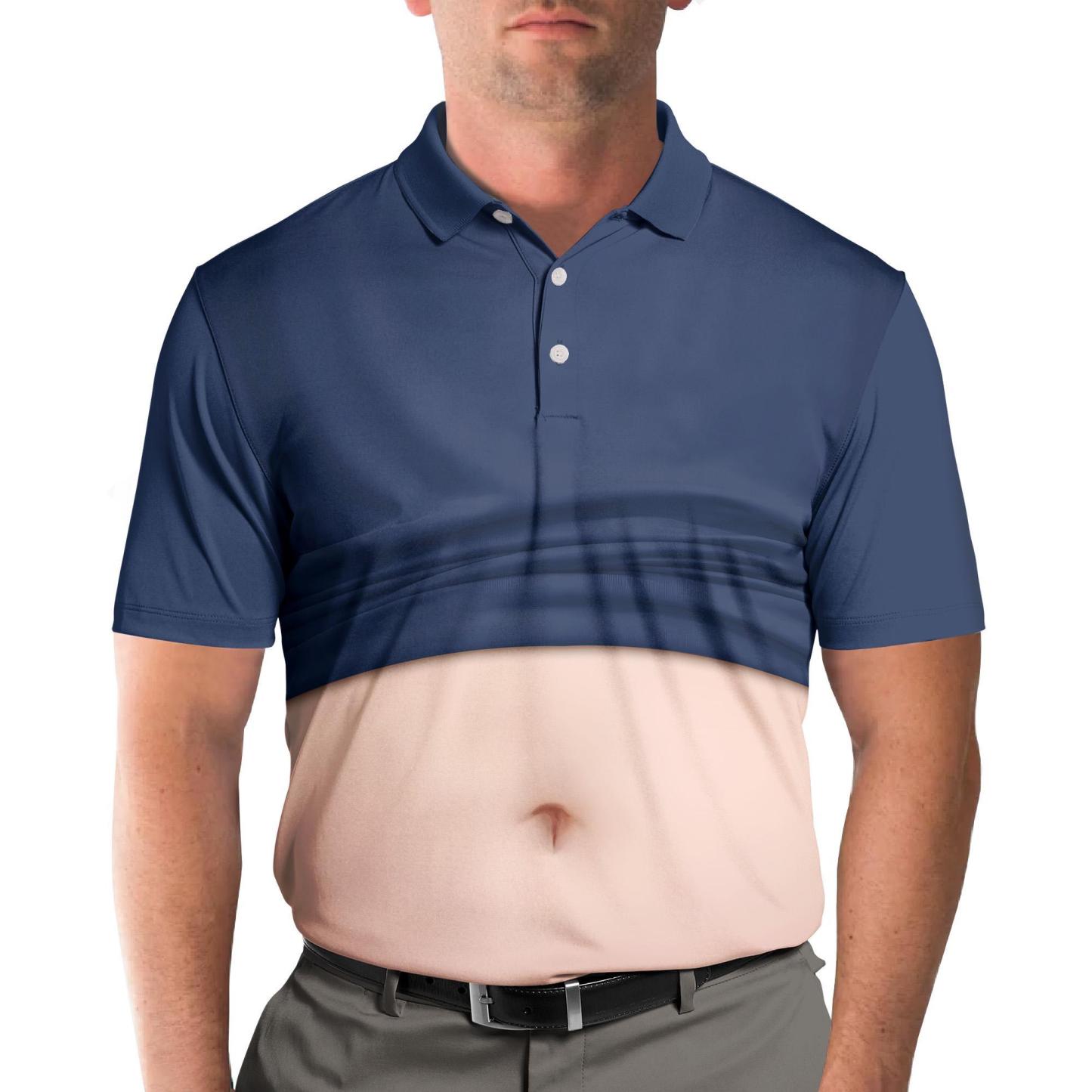 Funny Belly Polo Shirt for Men, Dad Bod Illusion Polo, Novelty Beer Belly Shirt, Hilarious Party Polo, Gag Gift for Dad Husband - MyFaceSocksAU