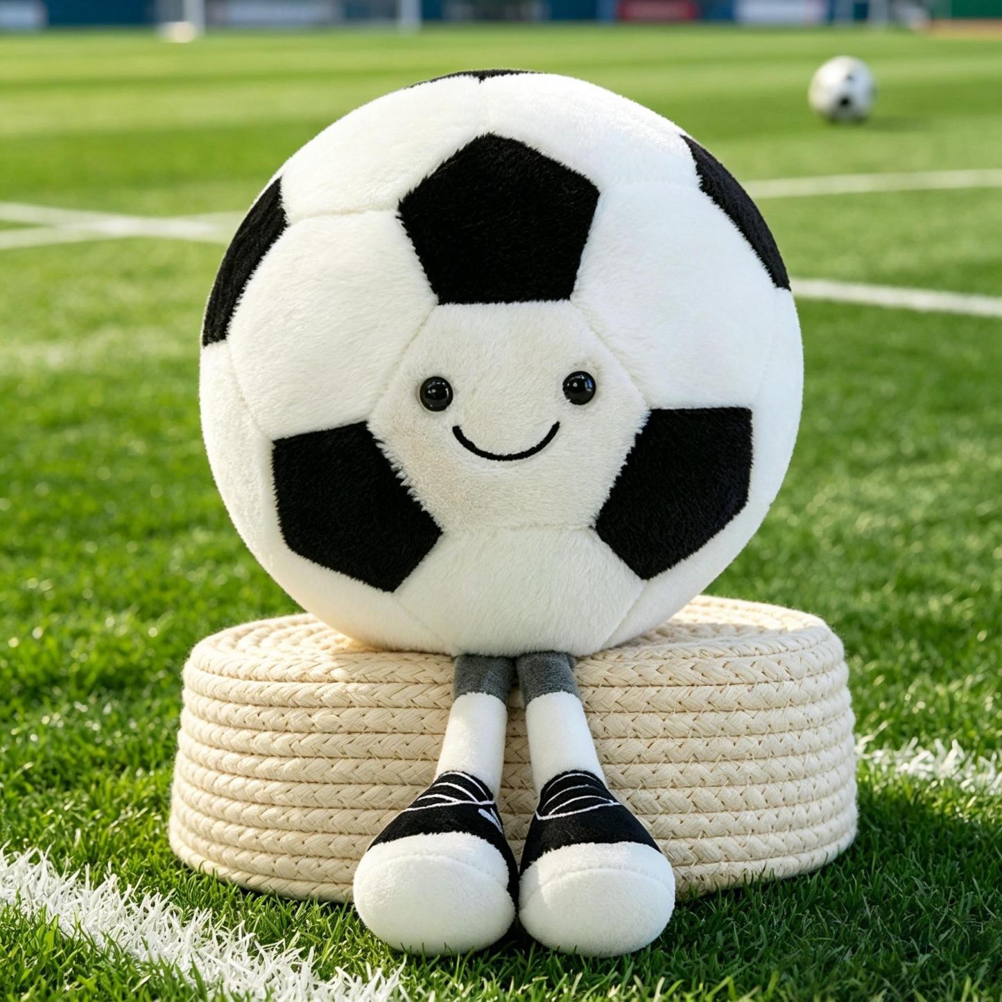 Cute Sports Ball Plush Collection – Smiling Soccer, Football Friends with Legs and Sneakers for Playroom or Shelf Display - MyFaceSocksAU