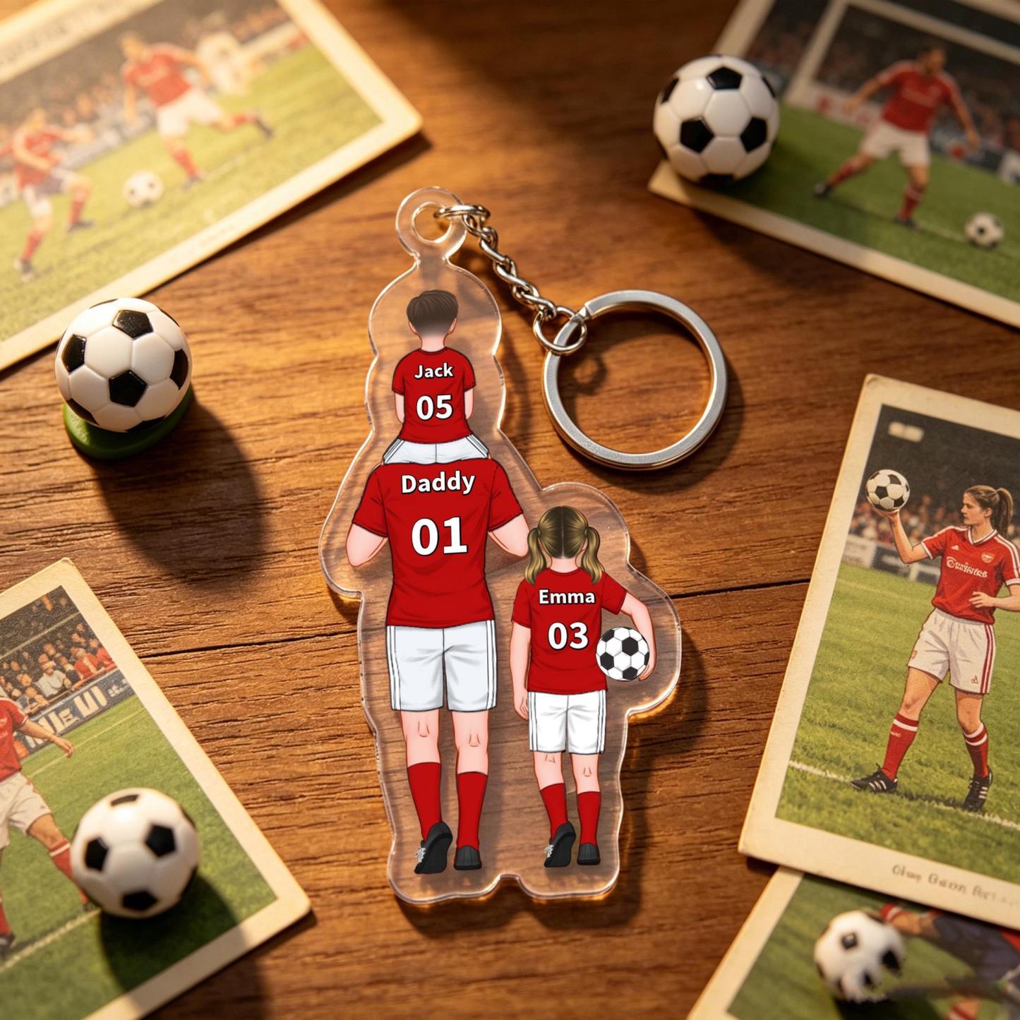Daddy's Team Keychain for Dad, Custom Car Hanger,Acrylic Football Team Keyring for Dad, Grandad Keyring,Gift for Husband, Father's Day Gifts - MyFaceSocksAU