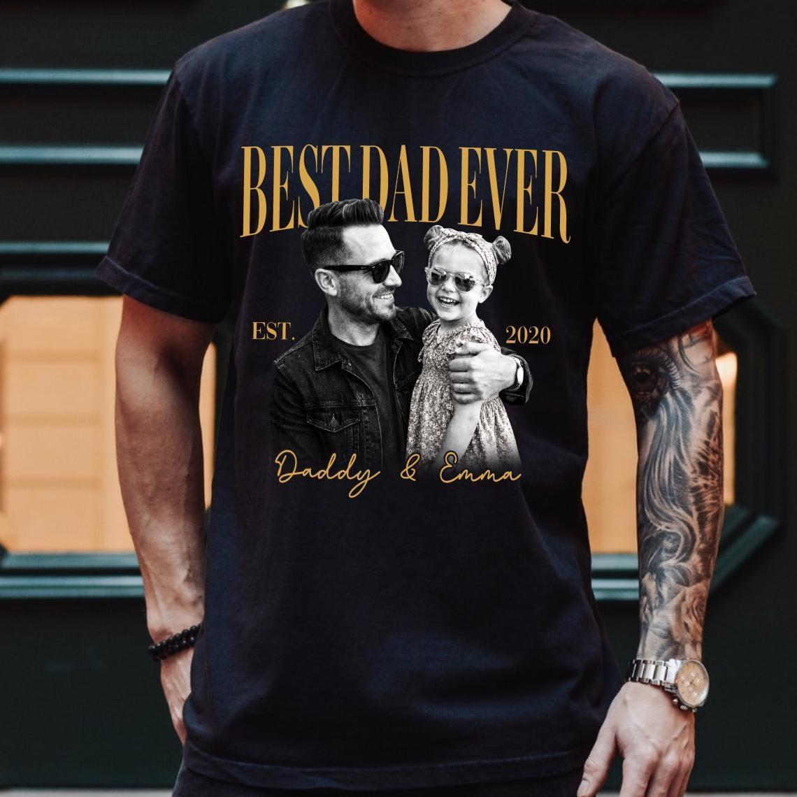 Personalized Dad Vintage Photo Shirt, Custom Fathers Day Shirt With Kids Photo, Best Dad Ever Shirt, New Dad Gift, Fathers Day Gift for Dad - MyFaceSocksAU