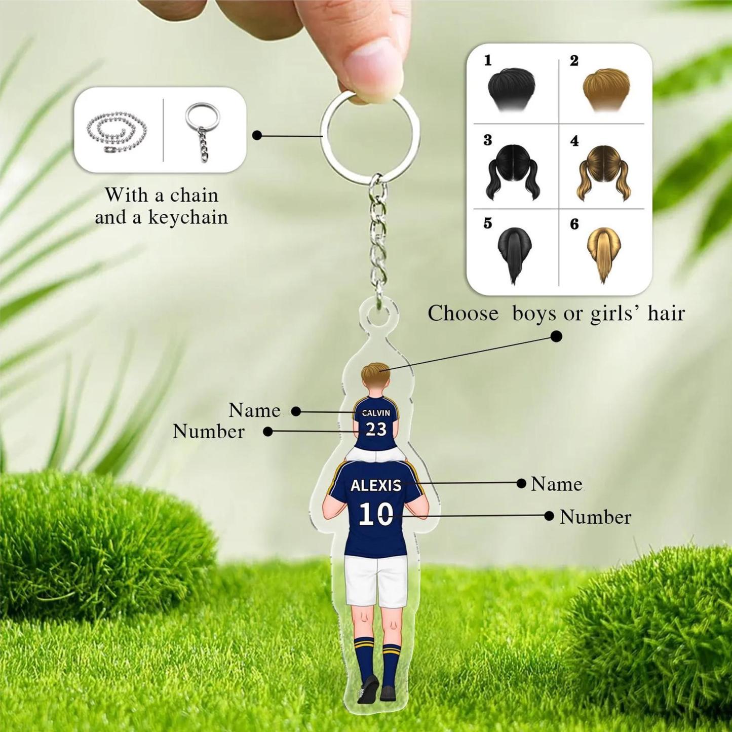 Daddy's Team Keychain for Dad, Custom Car Hanger,Acrylic Football Team Keyring for Dad, Grandad Keyring,Gift for Husband, Father's Day Gifts - MyFaceSocksAU