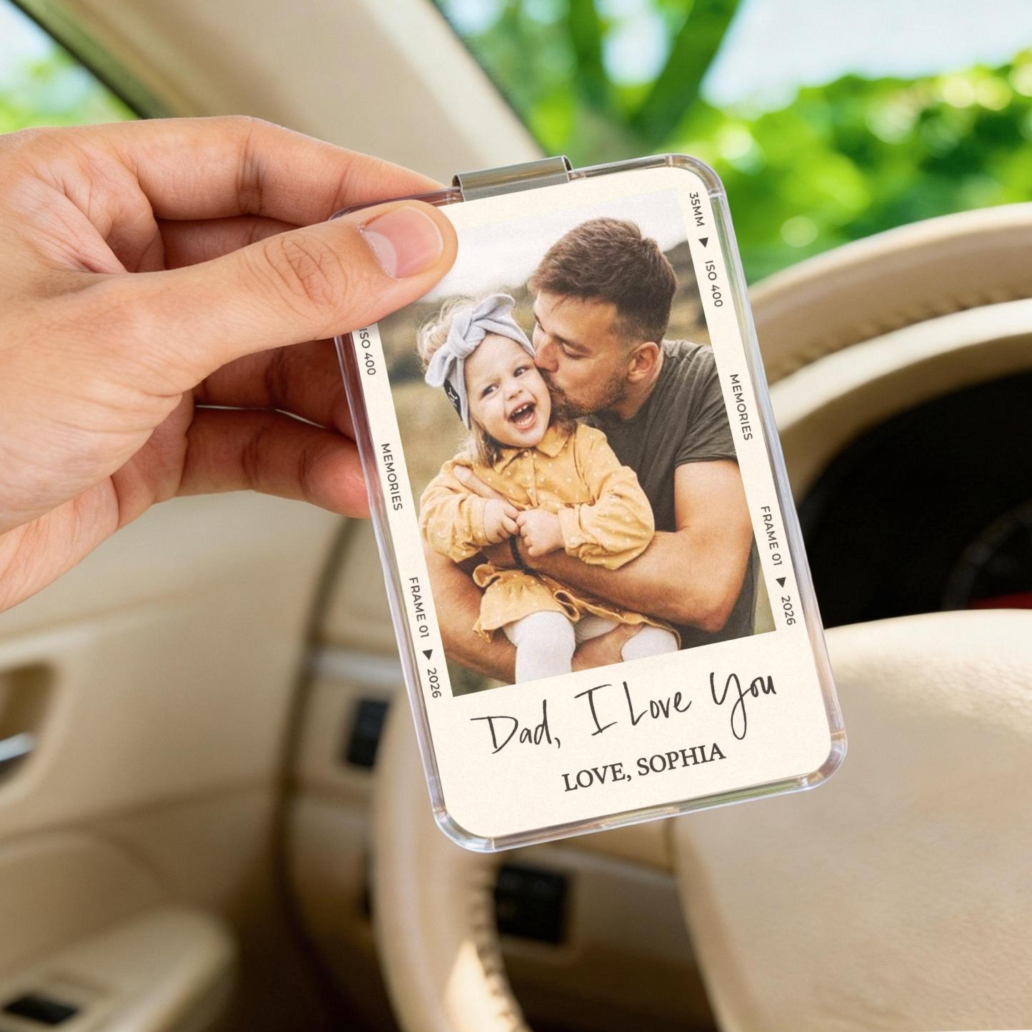 Personalized Gift For Dad, Custom Photo Car Visor Clip, Drive Safe Daddy, 1st Fathers Day Gift For Husband, Baby Photo Car Sun Visor - MyFaceSocksAU