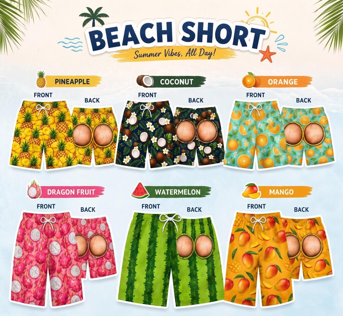 Custom Funny Men Swim Trunks, Personalized Fruit Beach Shorts, Bathing Suit, Gag Gift for Him, Bachelor Party Short,Tropical Vacation Shorts - MyFaceSocksAU