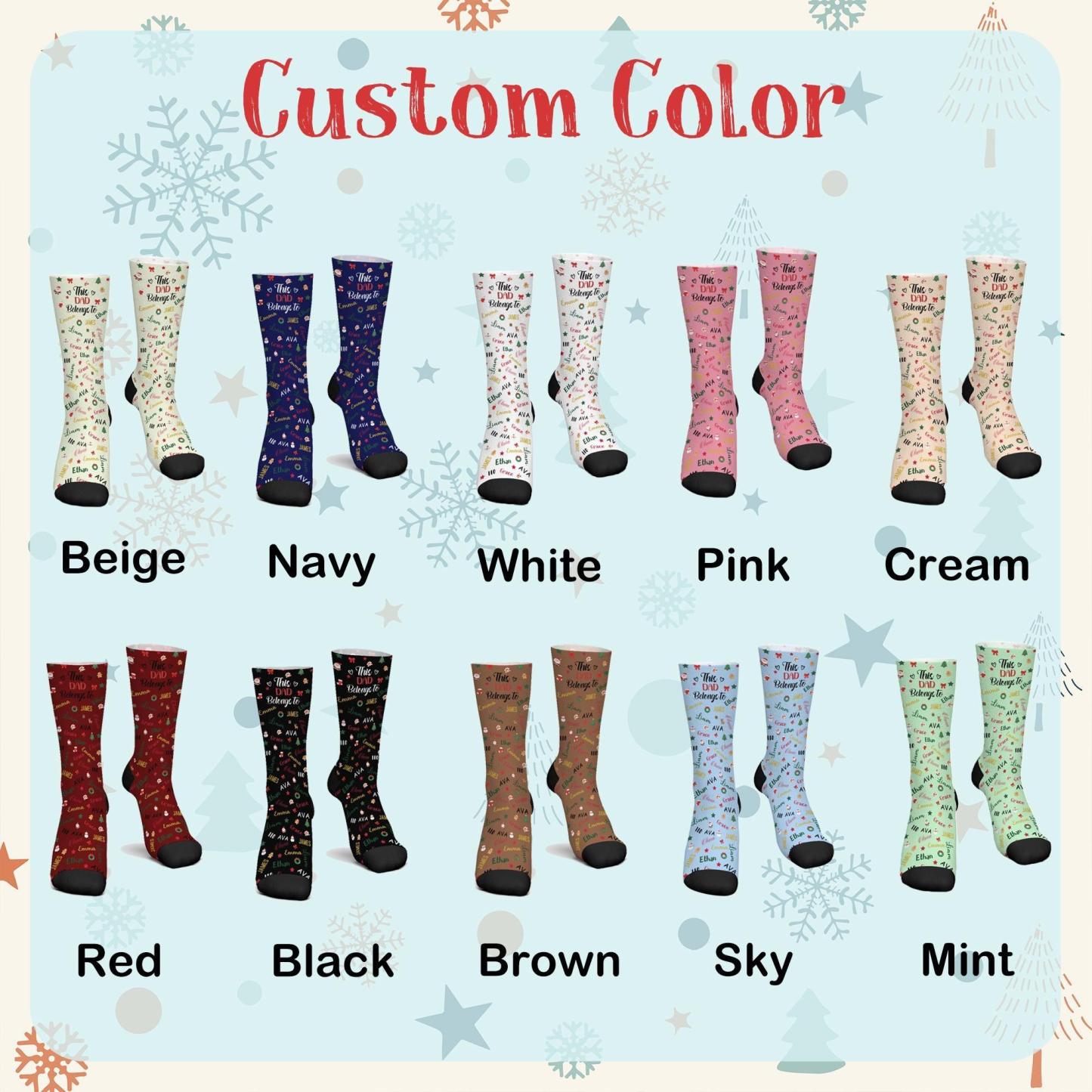 Personalized Christmas Socks with Names – Family Matching Holiday Gift for Dad, Mom, Kids - MyFaceSocksAU