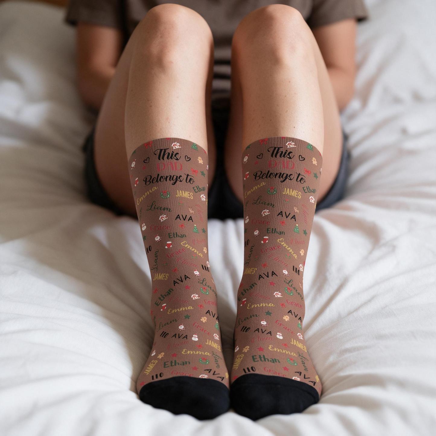 Personalized Christmas Socks with Names – Family Matching Holiday Gift for Dad, Mom, Kids - MyFaceSocksAU