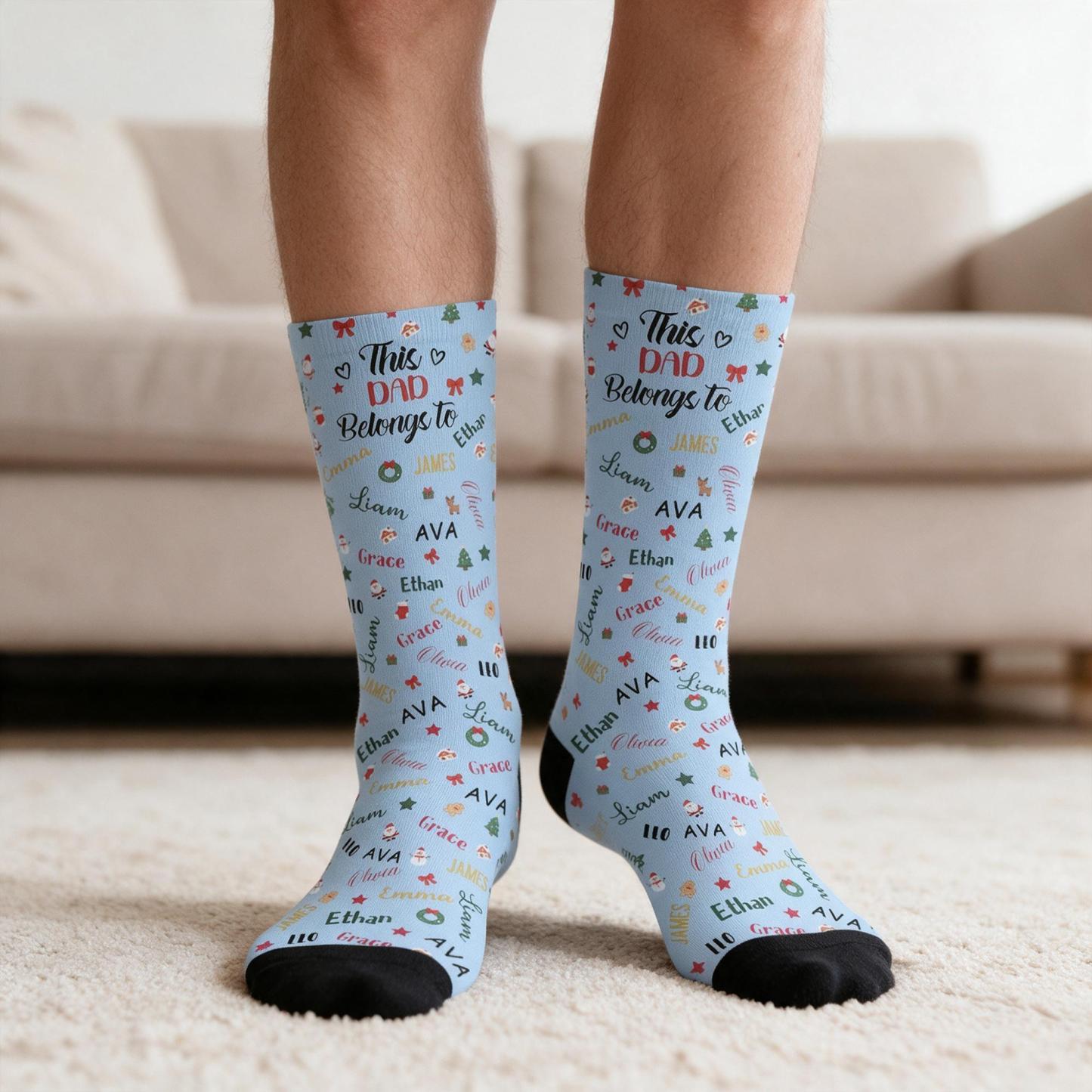 Personalized Christmas Socks with Names – Family Matching Holiday Gift for Dad, Mom, Kids - MyFaceSocksAU