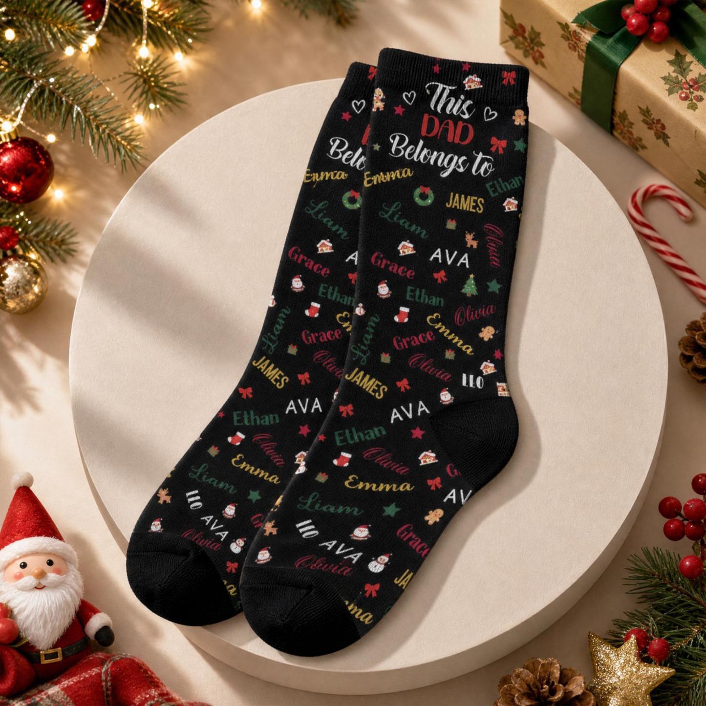 Personalized Christmas Socks with Names – Family Matching Holiday Gift for Dad, Mom, Kids - MyFaceSocksAU