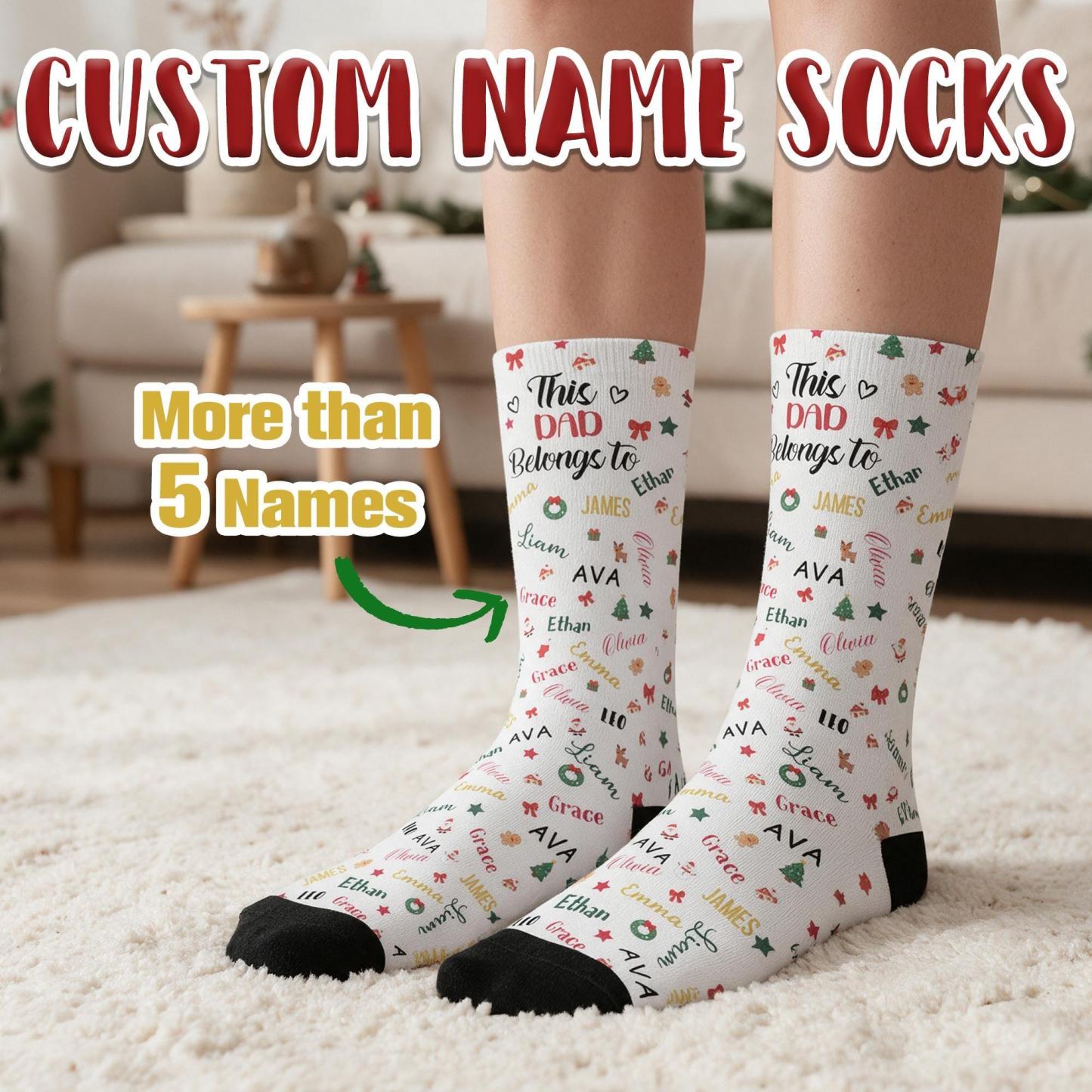 Personalized Christmas Socks with Names – Family Matching Holiday Gift for Dad, Mom, Kids - MyFaceSocksAU