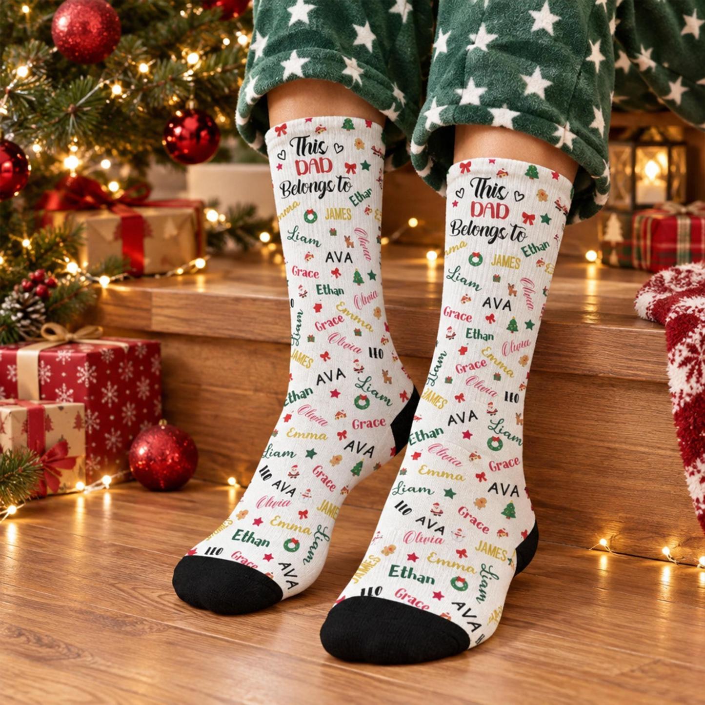 Personalized Christmas Socks with Names – Family Matching Holiday Gift for Dad, Mom, Kids - MyFaceSocksAU