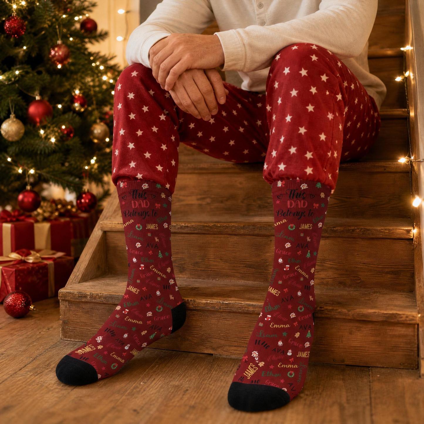 Personalized Christmas Socks with Names – Family Matching Holiday Gift for Dad, Mom, Kids - MyFaceSocksAU