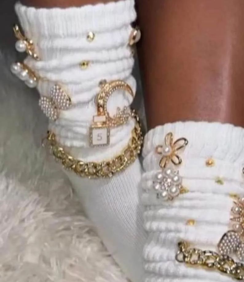 Slouch Sock With Charms Each pair is freestyle MAKE YOUR OWN DIY VIRAL TRENDING JUNK SOCKS & BROOCH PINS-MyFaceSocksAu