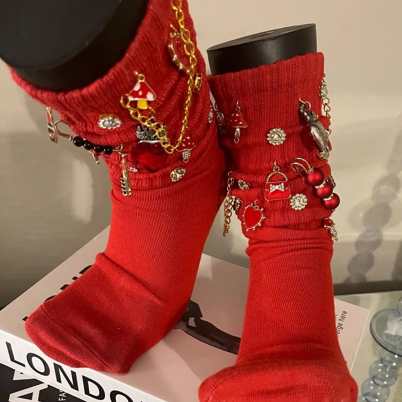 Slouch Sock With Charms Each pair is freestyle MAKE YOUR OWN DIY VIRAL TRENDING JUNK SOCKS & BROOCH PINS-MyFaceSocksAu