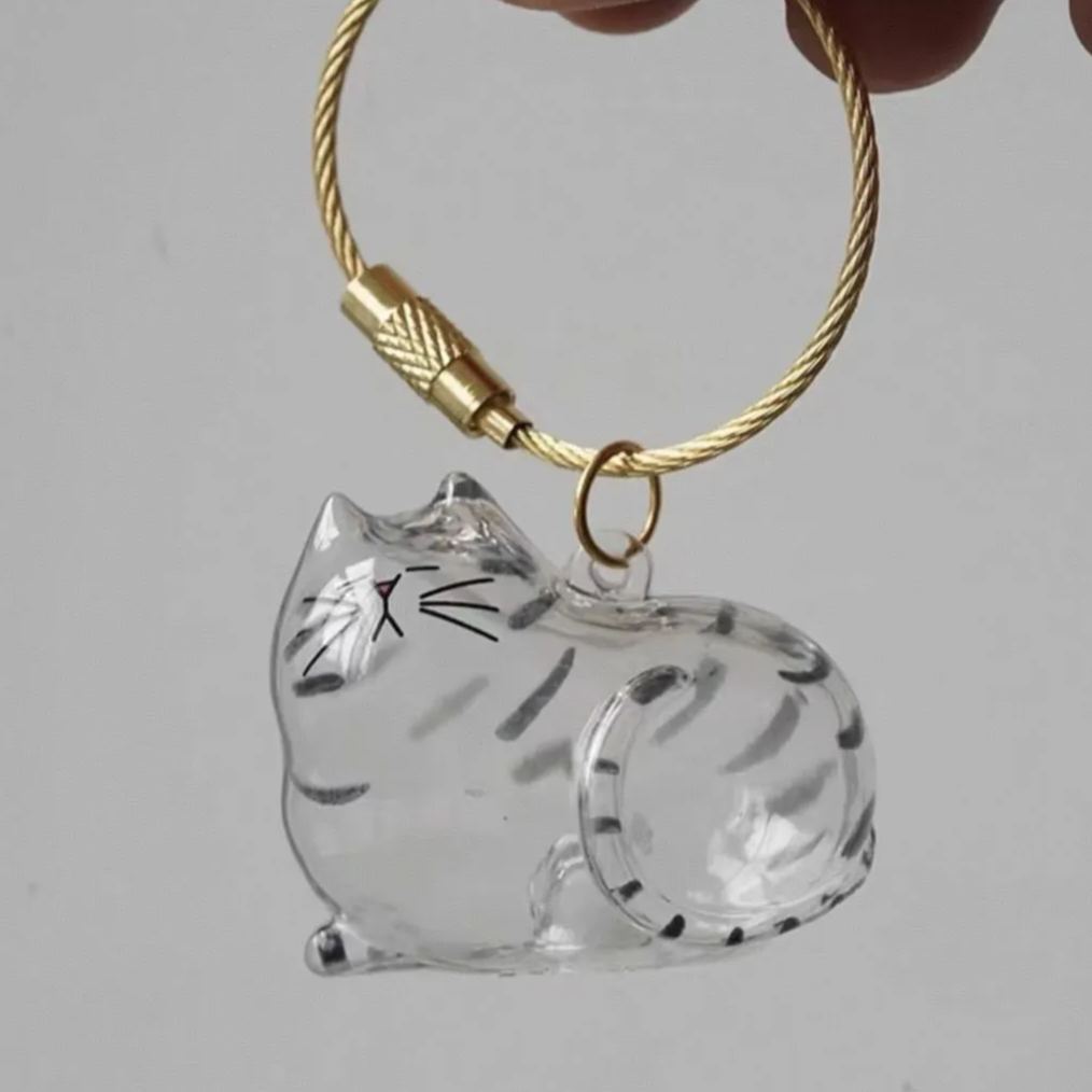 Transparent Cat Fur Capsule Keychain – Acrylic Gashapon Memory Holder Charm - MyFaceSocksAU