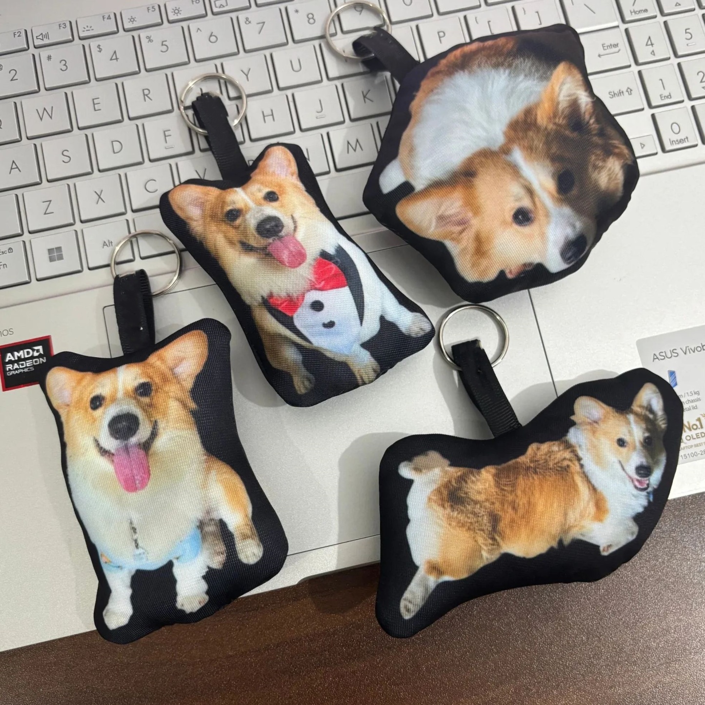 Custom Photo and Text Pillow Keychain - MyFaceSocksAU