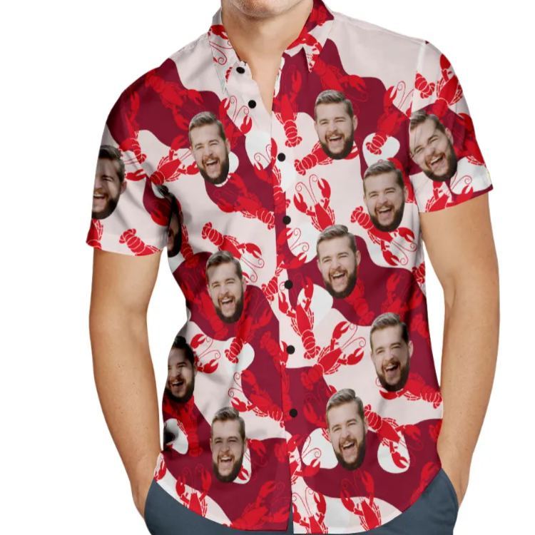 Custom Face Hawaiian Shirt Lobster Style Personalized Face Shirt